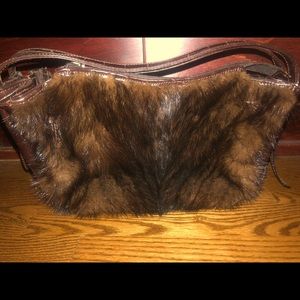 Vintage Rabbit Fur Italian Leather Purse